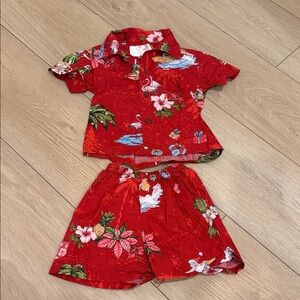 Christmas Red Tropical Two-Piece Kids Set